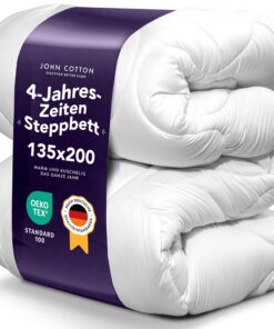 John Cotton 4 Jahreszeiten Bettdecke 135x200 cm – Oeko-Test Zertifiziert Für Allergiker | Atmungsaktive Steppdecke | Pra