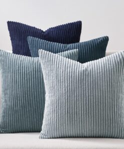Topfinel Blauer Kordsamt Kissenbezug 40x40 cm 4er Set für Sofa und Schlafzimmer Deko