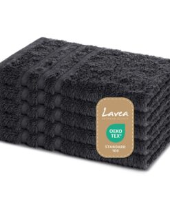 Lavea® Weiche und Saugstarke Gästetücher – Frottierserie Elena – Anthrazit – 30x50 cm Waschbar und Strapazierfähig