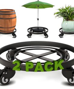 Amagabeli 2Pcs Pflanzenroller Rund Metall 35.5cm - Haus und Garten - Für Innen- und Außenbereich - Nachdünstungsmindernd