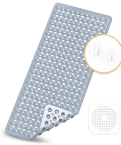Badewannenmatten rutschfest Kinder 100x40cm schimmelresistent & maschinenwaschbar (Grau)