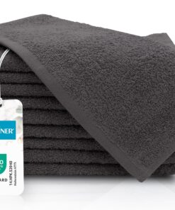 ZOLLNER 10er Set Gästehandtücher – 30x50 cm, flauschige Baumwolle in Graphit – Hotelqualität & OEKO‑TEX® zertifiziert, w