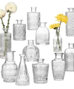 12er Set Vintage kleine Glasvasen – Ideal für Hochzeitsdekoration & Tischdeko