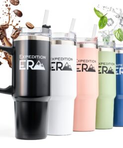 Thermobecher mit Strohhalm Schwarz - Tumbler Thermo Becher für Reise - Edelstahl Isolierbecher 880ml - Trinkbecher mit D