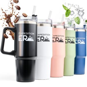 Thermobecher mit Strohhalm - Edelstahl Isolierbecher - Trinkbecher Reise - Kaffeebecher to Go XXL (Schwarz) Thermobech