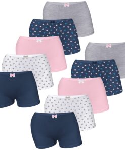 LOREZA Mädchen Pantys Hipster Baumwolle Unisexunterwäsche 92-170 | LOREZA 10er Set Boxershorts Mädchen Hipster Baumwoll