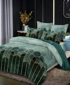 Luofanfei Grüne Bettwäsche King Size 3teilig Geometrisch Streifen modern Extra Weich mit Reißverschluss