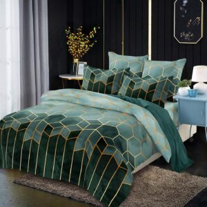 Luofanfei Grüne Bettwäsche King Size 3teilig Geometrisch Streifen modern Extra Weich mit Reißverschluss