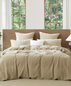 Lanqinglv Doppelte Musselin Bettwäsche, Beige, Kuschelige Baumwolle für perfekten Schlaf, 135x200cm, 4 Teilig, Reißvers