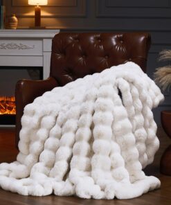 YBIKE Kunstpelz-Kuscheldecke Beige Wurfdecke 150x130cm Hase-Designbett LUXUS FLAUSCHIG WEICH
