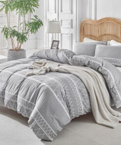 Lekesky Bettwäsche 200x220 cm - Graues Bedding Muster für Doppelbett mit Reißverschlusskopfkissenbezug 80x80 cm