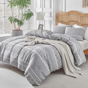Lekesky Bettwäsche 200x220 cm - Graues Bedding Muster für Doppelbett mit Reißverschlusskopfkissenbezug 80x80 cm