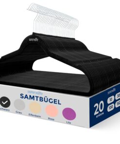 SereneLife Samt Kleiderschrankbügel Schwarz für Anzüge, Rock & Hosen, ideal für Kinder & Erwachsene, organisatorisch hoc