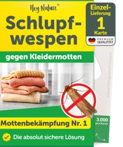 Hey Nature Schlupfwespen gegen Kleidermotten, natürlich & effektiv, ideal für Familie. 1 x 1 Karte. Alternativ zu Motten