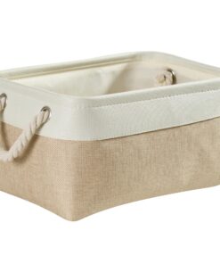 Stoff Aufbewahrungsbox Mangata für Kleidung, Spielzeug, Schrank und mehr (Faltbar, Helles Khaki Weiß) | Mangata Korb au