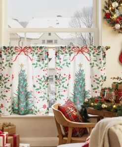 TOPICK Weihnachtsgardinen modern Schlafzimmer H60xB65 cm