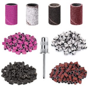Schleifhülsen 80/120/180/240GRIT für Nagelfräser - perfekt für Nagelkunst und Nageldesign, mit Nagelbohrer und Kasten (1