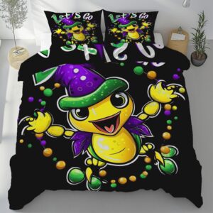 Sshjfeu Cartoon Frosch Bettwäsche-Sets 180x200, Weich Mikrofaser Kuschelig, 3 Teilig mit Reißverschluss und 2 Kissenbezu