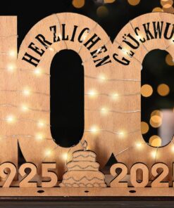 Giftota - 100. Geburtstag Geschenk - LED Lichterkette Ständer - Ideal für Frauen & Männer - Personalisierbares Dekorativ