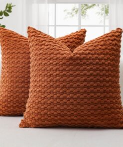 JOTOM 3D Bubble Texture Boho Dekorative Sofakissen Kord Kissenbezüge für Wohnzimmer (50x50cm, Rost)