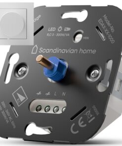 Scandinavian Home Dimmer für LED Lampen 3-300W - Universeller Phasenabschnittsdimmer - Glänzende Weiß Blende - 230V Unte
