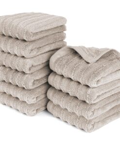 Gasthandtuch 10er-Pack 30x50cm 100% Baumwolle - saugstark, schnelltrockend & weich - Oeko-TEX Zertifiziert - Taupe-Anhän