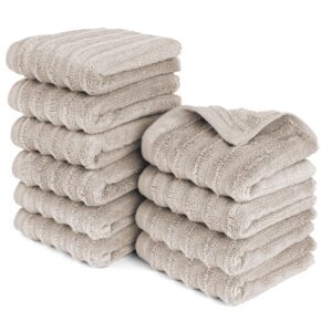 Gasthandtuch 10er-Pack 30x50cm 100% Baumwolle - saugstark, schnelltrockend & weich - Oeko-TEX Zertifiziert - Taupe-Anhän