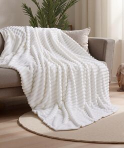 Joiedomi Weiße Twin Kuscheldecke für Frauen, Mütter und Mädchen, Flauschige Fleece-Decke 152 * 203cm