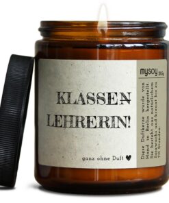 GLÜCKLICHT Handgemachte Duftkerze mit Spruch für Lehrer | Geschenkbox | Geburtstagsgeschenk | Klassenlehrer Redakteure M