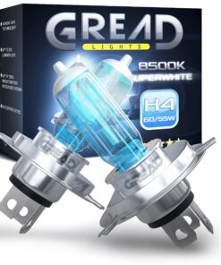 Gread H4 Lampe Auto H4 12V 55W super-white Abblendlicht 8500k E-Prüfzeichen eintragungsfrei Xenon Optik 2 Stück
