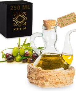 Olivenölflasche traditionelle Ölflasche 1000 ml Glas | Rustikal gestaltet | Mit handgefertigter Anti-Flecken-Basis | Oli