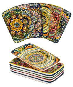 Henten Böhmische Porzellan Servierplatten Rechteckig 6er Set 20x11cm für Sushi Dessert Snacks