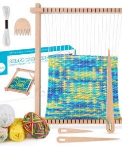 Homewit Hochwertiger Webrahmen für Kinder ab 4 Jahre - Aktualisierte Fassung, 24 x 28 cm - Set mit vier Bunt Farbverlauf