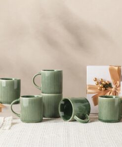 GBhome Steingut Kaffeetassen 350 ml 6 Pers. mit großem Henkel spülmaschinenfest