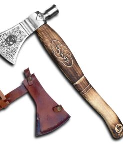 Novahaven Mjölnir – Handgeschmiedete Outdoor Axt 46 cm mit Hammerpol – Geschenk für Wandern und Camping – Carbonstahl, g