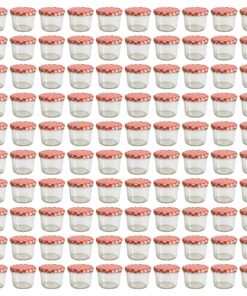 hocz Marmeladengläser 230 ml 100er Set | Rot Kariert Schraubdeckel TO 82 | Einmachgläser für Marmelade & Einmachen