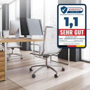 KARAT Bodenschutzmatte für Hartböden - Fußbodenschutz Schutzmatte für Bürostuhl - Stärke: 1,5 mm (Transparent, 90 x 50 c