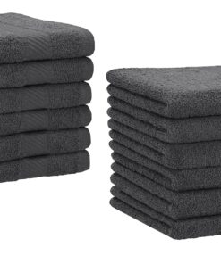 Betz Gästehandtuch Set 12 Stück anthrazit 30x50 cm 100% Baumwolle Palermo