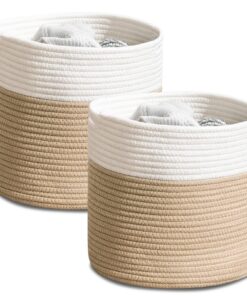 YouDeNoVa Geflochterer Baumwollkorb 2er Paket, Spielzeug Aufbewahrung Kinderzimmer, Wohnzimmer & Schlafzimmer, 28x28 cm,