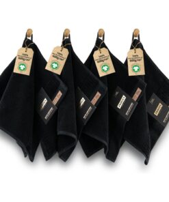 ZWOLEXTX - Gäste Handtücher 30x50 Schwarz (4er Set),Ultra Weich & Saugfähig 600 g/m², 100% Bio Baumwolle GOTS-Zertifizie