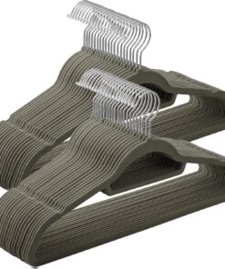 SONGMICS Kleiderbügel Samt, Anti-Rutsch, 360° Drehbar, 45 x 23,5 x 0,6 cm, Grau CRF50V SONGMICS Kleiderbügel Samt, 0,6