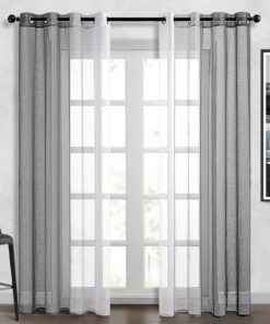 Topfinel Vorhangen mit Ösen Farbverlauf für Schlafzimmer & Wohnzimmer 225x140 cm Transparente Schlaufenvorhang