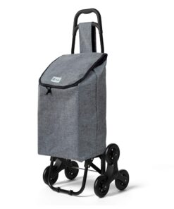 VOUNOT Einkaufstrolley Treppensteiger Klappbar 32L Wasserdicht Grau 3 Räder