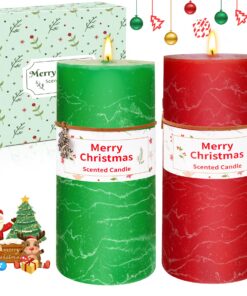 Weihnachten Duftkerzen Geschenk Set, Grüne Rot Dekorative Kerzen, 2 Stück Groß Kleine Adventskalender, 145H, 1|8 x 7 cm
