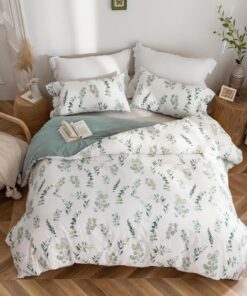 MILDLY Bettwäsche 135x200 Baumwolle, grüne Pflanzendesigner Set für Öko-Lover, OEKO-TEX Zertifiziert, 1 Bettbezug + 1 Ki