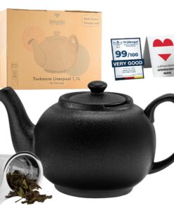 URBAN LIFESTYLE Teekanne mit Siebeinsatz Schwarz Matt (1.1L) für tropffreies Teebereiten