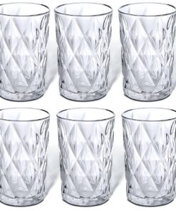 Brahmstein® Trinkgläser Set Luxus Diamantenmuster, Spülmaschinenfest, Elegante Wassergläser und Cocktailgläser 377 ml, 6