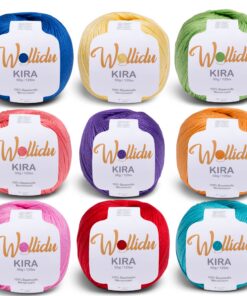 Wollidu Kira Baumwollstrickgarn für Strick- und Häkelprojekte 100g Set Bunt Farbmix OEKO-TEX