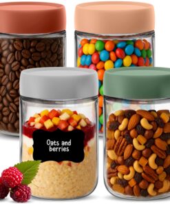 HEFTMAN Hafergläser 600 ml mit luftdichten bunten Deckeln für Übernachtung