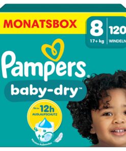 Pampers Baby-Dry Größe 8 - 120 Windeln, 17kg+, maximales Auslaufschutz und Nachtskomfort OEKO-TEX STANDARD 100 The Fores